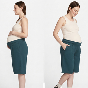 Shorts de jogging de maternité pour femmes, taille élastique avec cordon de serrage, shorts de grossesse, shorts de maternité en molleton de coton 450 g/m² pour allaitement - Product Image 3