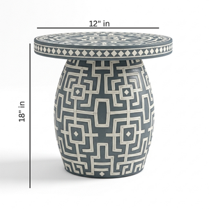 Mesa de centro industrial de color personalizado al por mayor con incrustaciones de hueso, taburete otomano hecho a mano con patrón geométrico para uso escolar y doméstico - Product Image 2