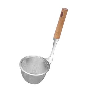 Infuseur à thé en acier inoxydable à mailles fines avec poignée en bois, filtre à thé en vrac, passoire de cuisine pour infusion de thé - Product Image 1