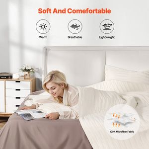 Set Copripiumino in Microfibra Queen Size 3 Pezzi, Biancheria da Letto Leggera, 1 Copripiumino e 2 Federe in Beige - Product Image 2