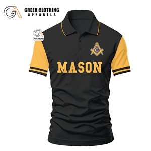 Nouveauté en promotion : Polos pour hommes Maçonniques, vente en gros, haute qualité, unis, décontractés, personnalisables avec logo - Product Image 2