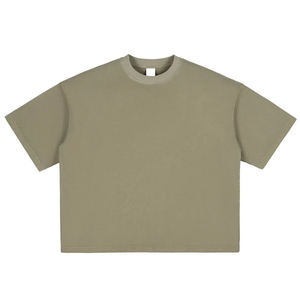 Camiseta de manga corta para hombre, estilo boxy, 260 gramos, teñida con hilo, vintage, lavada, envejecida, de algodón puro, estilo pesado, estilo urbano. - Product Image 1