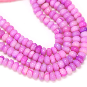 Hermosas cuentas de ópalo rosa lila oscuro en forma de rondel liso, cuentas de ópalo rosa en forma de rondel liso de 16 pulgadas, cuentas de piedras preciosas de CALIDAD, joyería. - Product Image 2