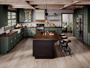 ตู้ครัวไม้จริงสไตล์อเมริกันแบบสั่งทำพร้อมแผงไม้อัด ประกอบง่าย เฟอร์นิเจอร์ครัวทันสมัย จัดเก็บได้เต็มที่ - Product Image 5