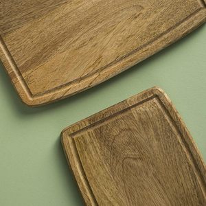Planche à découper en bois rectangulaire avec poignée, finition naturelle, pour champignons et fruits - Product Image 3