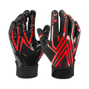 Black Red Full Finger Waterproof Leather <b>Baseball</b> <b>Gloves</b> Non Slip Hook and Loop Closure Unisex Right Handed All Seasons - Product Image 3