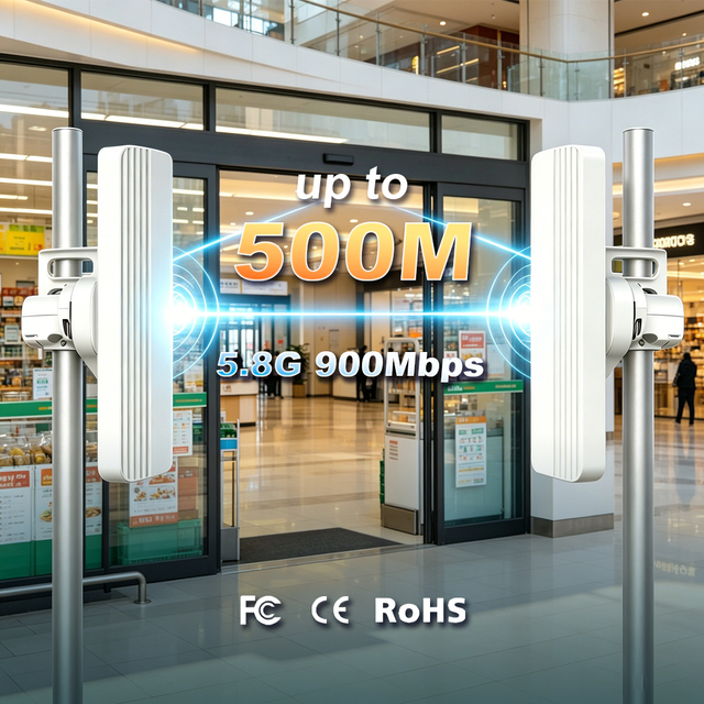 IP65 Waterproof Design 500m WiFi Extender 5.8G 900Mbps Enterprise-level Outdoor 2x2 MIMO Digital Bridge