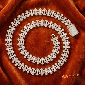 Collier Hip Hop en laiton plaqué or 18 carats avec moissanite, chaîne à maillons croisés, pour femmes et hommes, cadeau élégant, bijoux fins de la ville de New York, anniversaire - Product Image 3