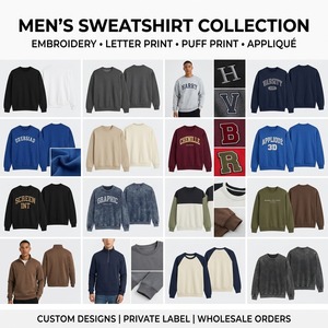 Sweat-shirt à col rond pour homme, broderie lettre 'Wild Spirit', pull décontracté, sweat-shirt d'hiver, vente en gros - Product Image 6
