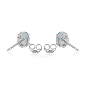 Hot Selling 925 <b>Sterling</b> <b>Silver</b> 100% Genuine Oval Cut Blue Topaz Fine <b>Stud</b> Earrings For Women's Daily Wear Jewelry - Product Image 6
