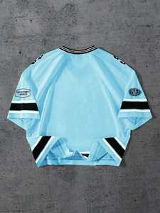 Camiseta Deportiva de Malla Corta Personalizada para Mujer, Estilo Urbano, Cuello en V, Transpirable, Venta al por Mayor, OEM, Ropa de Marca Privada - Product Image 4