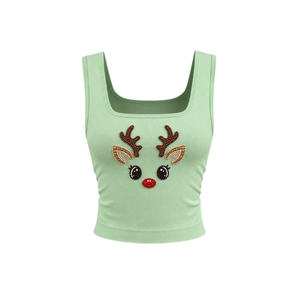 Top de Verano de Color Sólido con Ribete de Encaje, Cuello Redondo, Informal, Transpirable, Top sin Mangas para Mujer, Primavera/Verano - Product Image 3