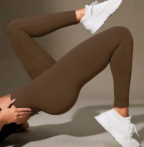 Leggings de sport respirants à séchage rapide 100% coton, taille haute, unis, décontractés, pour yoga, fitness, gym, course à pied - Product Image 3