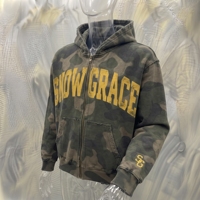 Sweat-shirt à capuche zippé camouflage SnowGrace pour homme, coupe décontractée, en molleton bouclette, avec poches, idéal pour l'automne