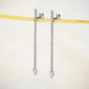 Pendientes de Aro Colgantes con Diamantes en Forma de Pera, Diseño Lineal de 2 Pulgadas, Joyería Elegante con Diamantes Naturales Brillantes, Regalo de Novia - Product Image 2