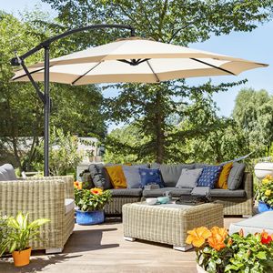Ombrellone da Giardino/Patio da 2,7m/3m con Manovella Facile e Base Stabile in Poliestere Beige - Product Image 2
