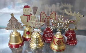 Samoverseas hecho a mano Festival estilo galvanizado Metal campana forma alta calidad colgante plástico Navidad adornos - Product Image 3