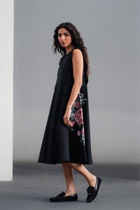 Kurta en coton brodé noir pour femme, robe midi décontractée ethnique, coupe régulière, toutes saisons, style indien pakistanais, élégante - Product Image 3