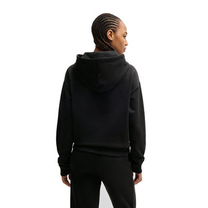 Ensemble de survêtement noir à capuche pour femme, manches longues, couleur unie, pantalon de jogging décontracté avec poches latérales, coton mi-lourd, idéal pour l'automne - Product Image 3