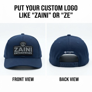 Casquette unisexe en sergé de coton premium imperméable 220 GSM bleu marine structurée 5 panneaux avec fermeture snapback ajustable et PVC 3D personnalisé - Product Image 1
