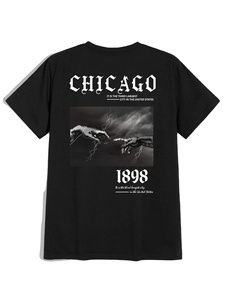 Camiseta de Hombre Vintage, Holgada, Tejida, de Poliéster/Algodón, con Diseño Personalizable, Cuello en V, Tejido de Secado Rápido, 200g - Product Image 5