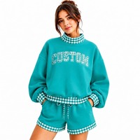 Ensemble de survêtement oversize uni avec broderie personnalisée et lettres imprimées, coupe régulière, deux pièces, tenue décontractée, écologique