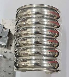 Rawat Antique Silver Brass <b>Shell</b> Bohemian Fashion Bangles Handmade Indian Costume Jewelry Claw Setting for Women's Anniversary - Product Image 1