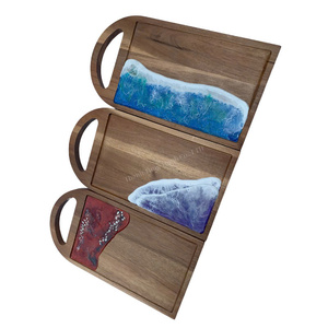 High Quality Wooden Resin Coaster Epoxy Coasters for Drinks Custom Coasters Luxury Blue Resin <b>Set</b> 2026 Trending - Product Image 4