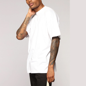 Camiseta Blanca Oversize de Algodón para Hombre, Manga Corta, Cuello Redondo, Casual, Color Liso, Tejido de Punto, Teñido Liso, Ajuste Holgado - Product Image 2
