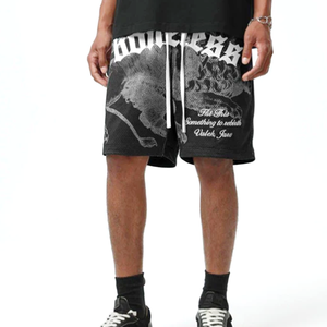 Shorts de Playa para Hombre, Ecológicos, Transpirables, de Secado Rápido, Negros, Estampados, con Bolsillos, Cintura con Cordón, Estilo Urbano, Sublimados - Product Image 5