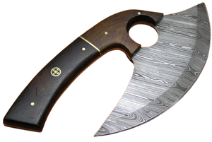 Cuchillo de pizza de acero de Damasco hecho a mano, cuchillo Ulu, hacha con mango de madera premium, cuchillo de cocina. - Product Image 5
