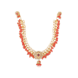 Ensemble Kundan opulent avec perles imitation plaquées or 24 carats pour usage quotidien, bijoux de mariée - 10575629RD - Product Image 2
