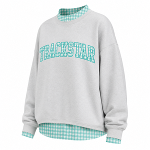 Custom California Graphic Print Oversized Crewneck <b>Sweatshirt</b> Unisex Plaid Layered Pullover Streetwear - Product Image 1