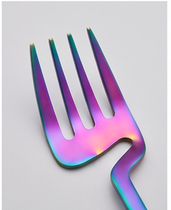Ensemble de couverts en métal plaqué arc-en-ciel avec couteau, fourchette et cuillères, style glamour, résistant à la rouille, pour les fêtes - Product Image 2