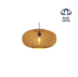 Blue <b>Lotus</b> Rattan Bell Shade LED Pendant Light Gold Finish Voice Sensor Control Large Mounted Ceiling <b>Lamp</b> 3-Year Warranty CRI90 - Product Image 1