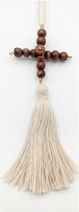 Tieback <b>Tassel</b> With Wooden Beads And Cream Fringe <b>For</b> Curtain Decoration - Product Image 3