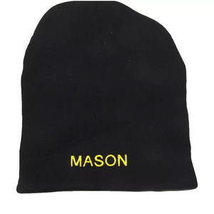 8" Black Masonic Beanie Cap With Starburst Freemason <b>Winter</b> Cap 2026 High Quality Wholesale Customized Knitted Beanies - Product Image 3