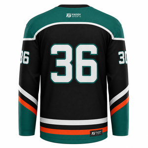 Maillot de hockey sur glace personnalisé en sublimation, brodé, en sergé, pour équipe, vêtement de sport respirant, uniforme d'entraînement de hockey - Product Image 2