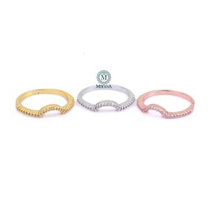 Harlyn Stacking CZ Designer Ring-24K Gold Plated Adjustable Flower Charm Ring - Product Image 1