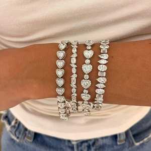 12 Ct Heart Lab Grown Diamond Tennis <b>Bracelets</b> 14k 18k <b>Solid</b> Gold Halo Bezel Set 6.5 7 Inch Everyday Wear Luxury Heavy Statement - Product Image 6