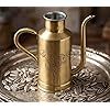 Pot à eau vintage en laiton avec couvercle et bouilloire en métal à motif floral avec poignée - Product Image 2