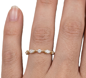 <b>Fine</b> <b>Ring</b> Marquise & Round Lab Created Diamond Band <b>Ring</b> 14K 18K Solid Gold Minimalist Wedding Band Stackable Anniversary Gift - Product Image 5