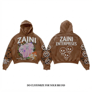Sudadera con Capucha Extra Grande para Hombre, de Felpa de Algodón Grueso de 400 GSM, Color Marrón, Transpirable y Ecológica, Personalizable para Bordado OEM - Product Image 1