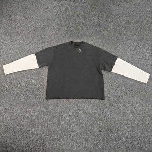 Camiseta de Manga Larga para Hombre, Estilo Oversize, Estampado Personalizado, Estilo Urbano, Cuello Redondo, Vintage, Lavada, Unisex - Product Image 4