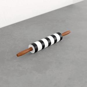 White and Black Marble Rolling Pin Suitable for Home Baking Pastry Dough <b>Pizza</b> Bread Cookie Cake And Stylish Kitchen <b>Tool</b> - Product Image 3