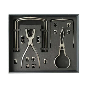 Kit de perforateurs de barrage dentaire en caoutchouc, outil manuel moleté pour orthodontie, léger, 5 positions de mâchoires, kit d'instruments chirurgicaux - Product Image 3