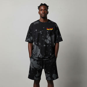 New Men's Eco-Friendly Plus Size <b>Tie</b> <b>Dye</b> Cotton T-Shirt Shorts <b>Set</b> Crew Neck Regular Fit Summer Streetwear Printed Logo Front - Product Image 1