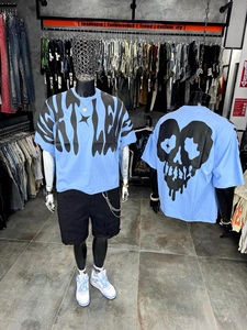 Camiseta Gráfica Personalizada de Manga Corta Lisa para Hombre, Estilo Holgado, Impresión DTG, Camisetas con Diseños Emocionales al por Mayor - Product Image 2