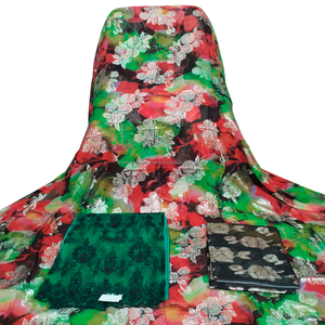 Ensemble de vêtements de mariée pour femmes et filles - 100% soie, tissu léger perlé Fransawi Dirac avec paillettes dorées, style uni - Product Image 6