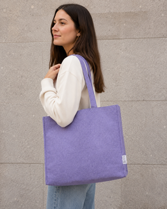 Recycled Cotton Tote Bag 220 GSM Purple 50.5x36x11 cm Gusset Shopping Bag Self Handles Custom Logo Wholesale OEM ODM Promotional - Product Image 6